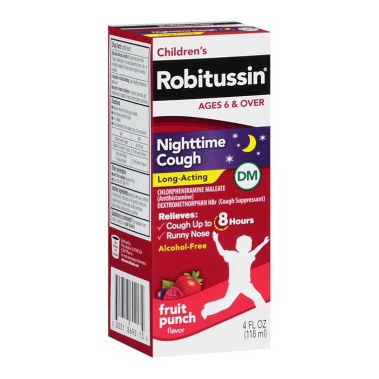 Robitussin Children's Fruit Punch Flavor Nighttime Cough DM, 4 Oz