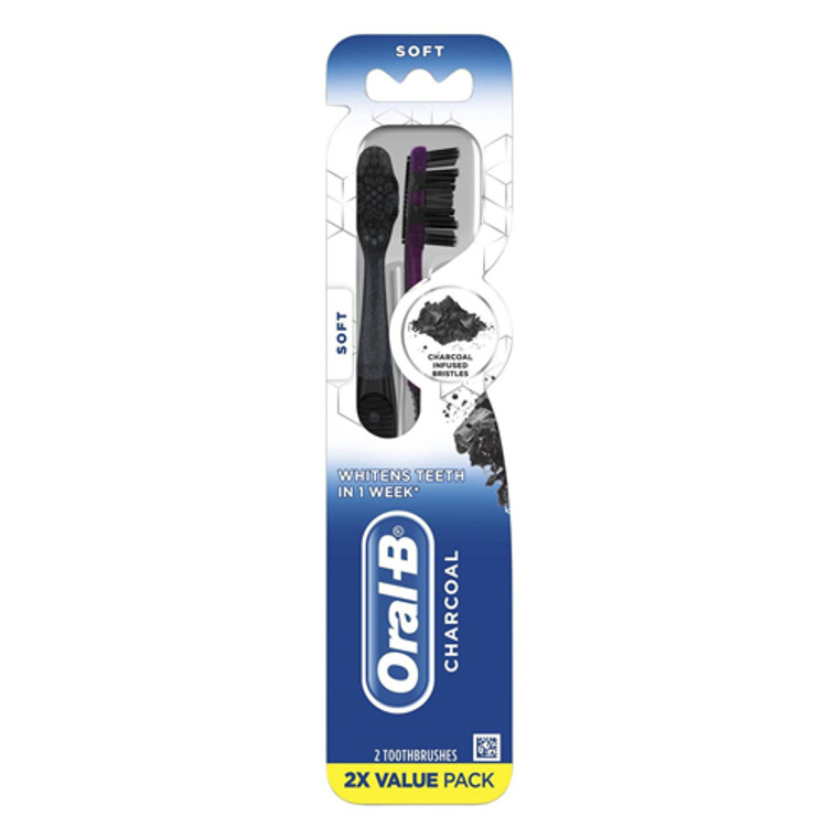 Oral B Charcoal Whitening Therapy Toothbrush, Soft, 2 Ea