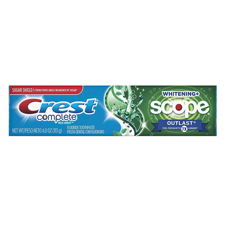 Crest Complete Whitening Plus Scope Outlast Fluoride Toothpaste Mint Flavor 4Oz (113g)