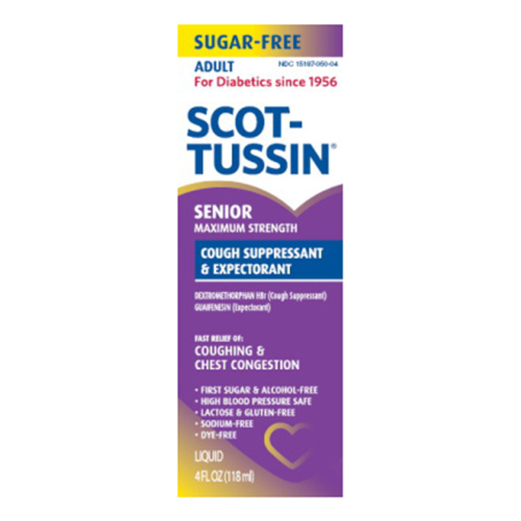 Scot-Tussin Senior Diabetes Maximum Strength Cough Suppressant and Expectorant, 4 oz