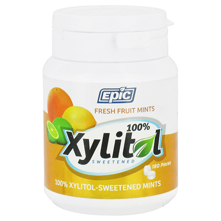 Epic Dental 100% Xylitol Sweetened Mints, Fresh Fruit, 180 pieces