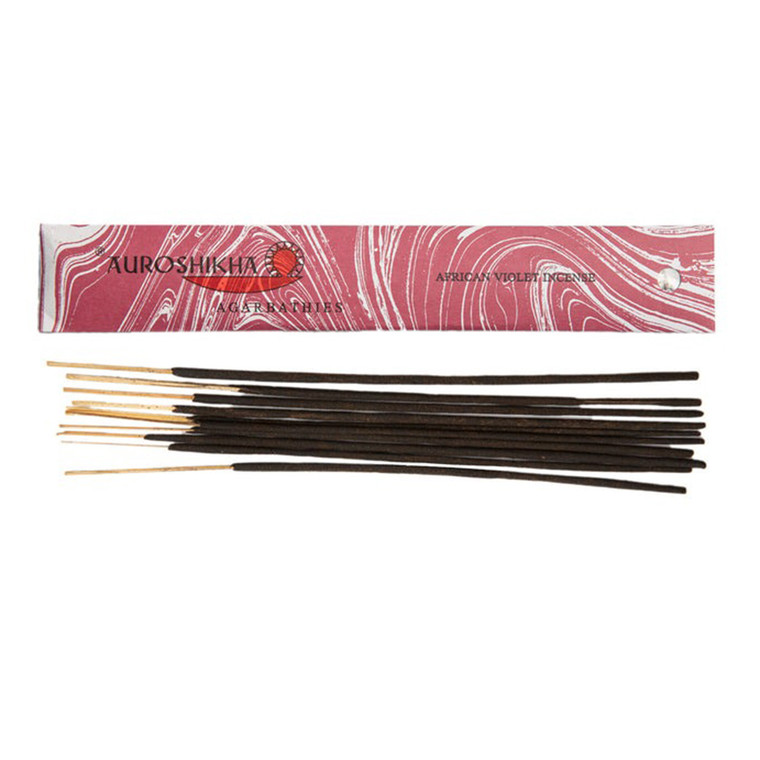 Auroshikha Incense Sticks African Violet True to Nature Floral Aromatherapy Fragrance 0.35Oz (10g)