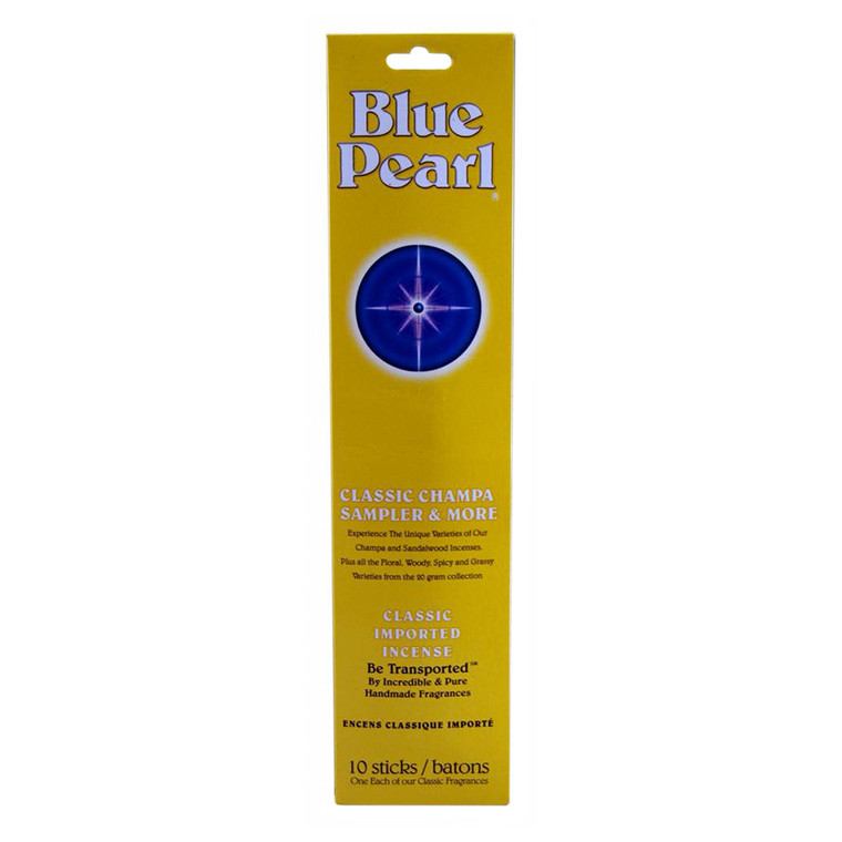 Blue Pearl Classic Imported Incense Sampler Classic Champa Aromatic Relaxing 0.35Oz (10g)