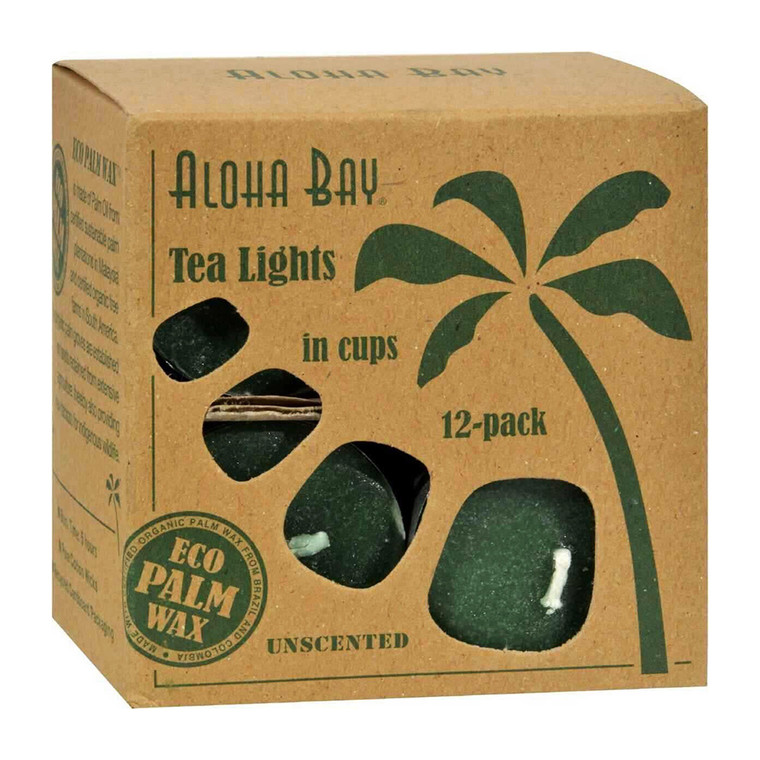 Aloha Bay Unscented Tea Light Green Candles for Healing Renewal and Peaceful Ambiance 12Ea