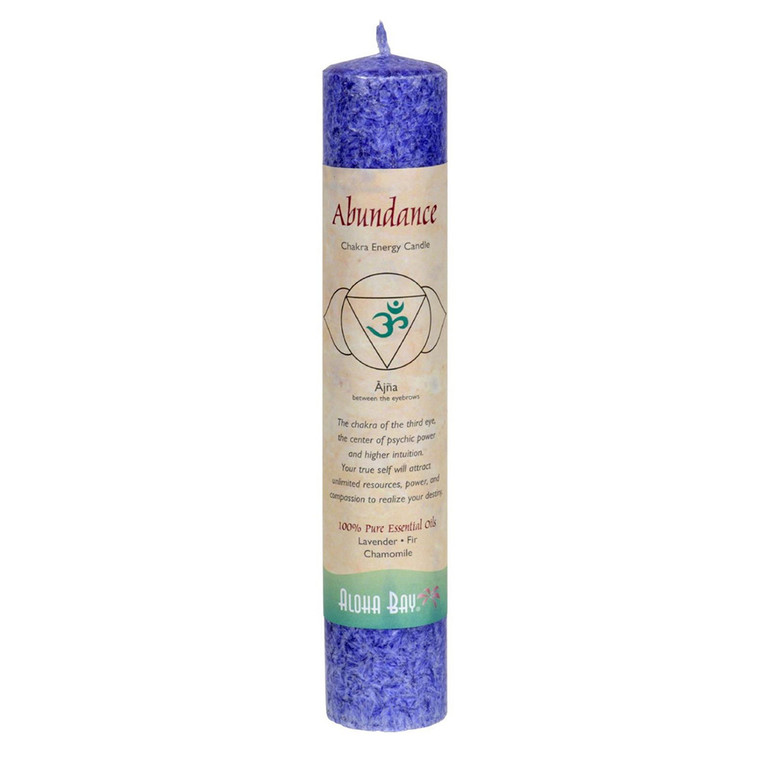 Aloha Bay Abundance Chakra Energy 8 Inches Candle, Ajna - 1 Ea