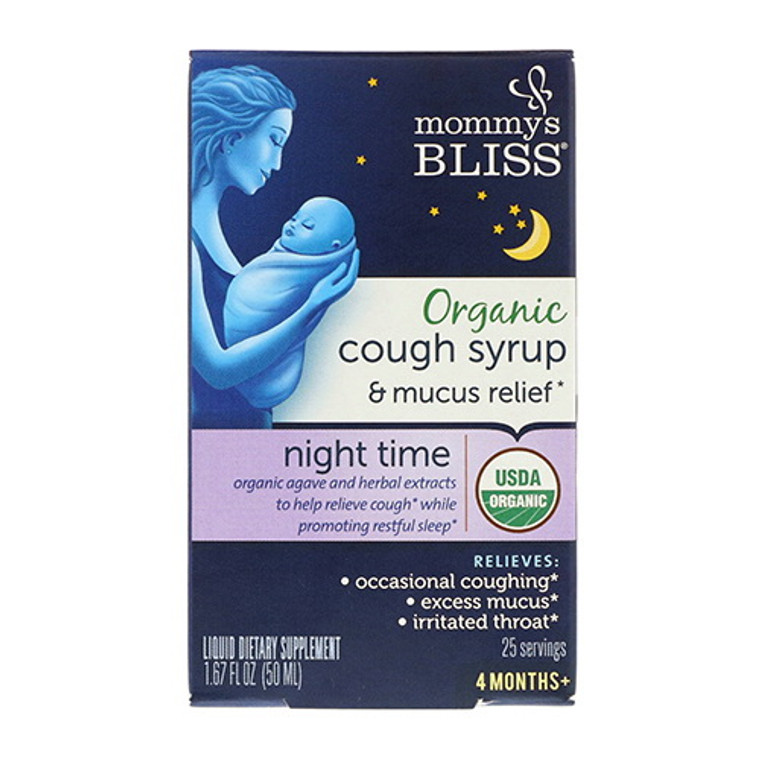 Mommys Bliss Organic Cough Syrup and Mucus Relief, Night Time, 1.67 Oz