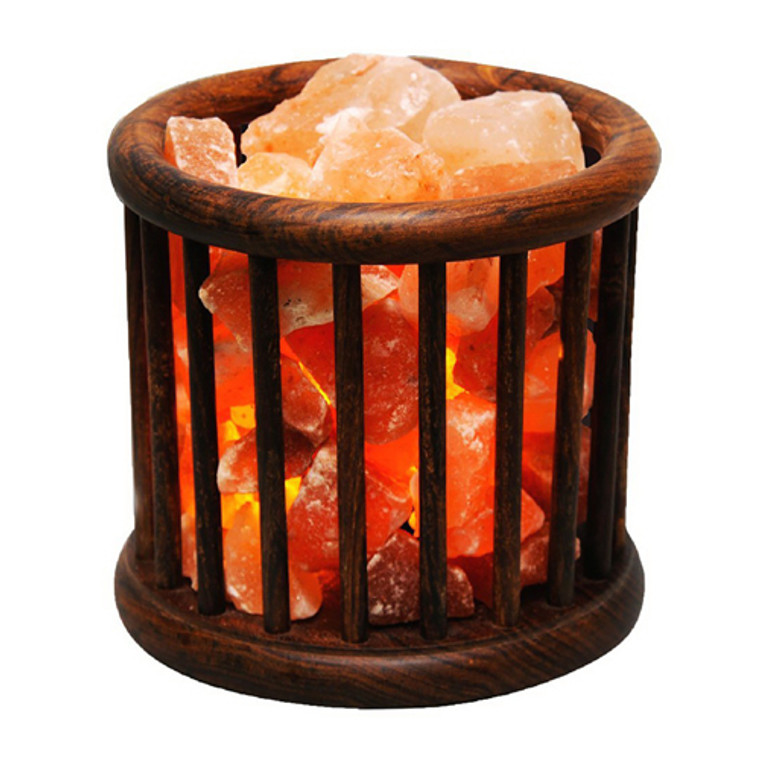 Evolution Salt Wooden Basket Crystal Salt Lamp, 1 Ea