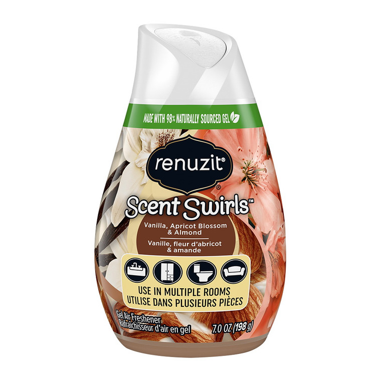 Renuzit Scent Swirl Gel Air Freshener Vanilla, Apricot Blossom and Almond, 7.0 Oz