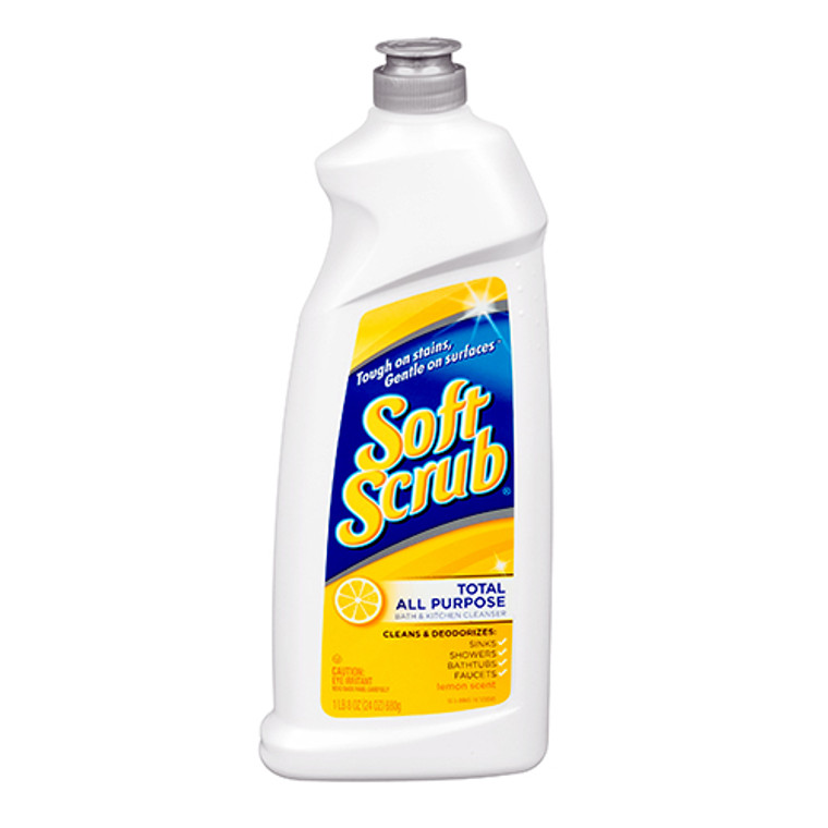 Soft Scrub Total All Purpose Bath and Kitchen Cleanser, Lemon, 24 Oz