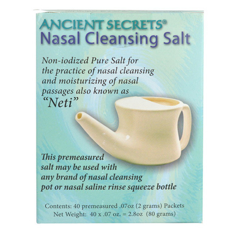 Ancient Secrets Neti Nasal Cleansing Salt, Non Iodized, 40 Packets
