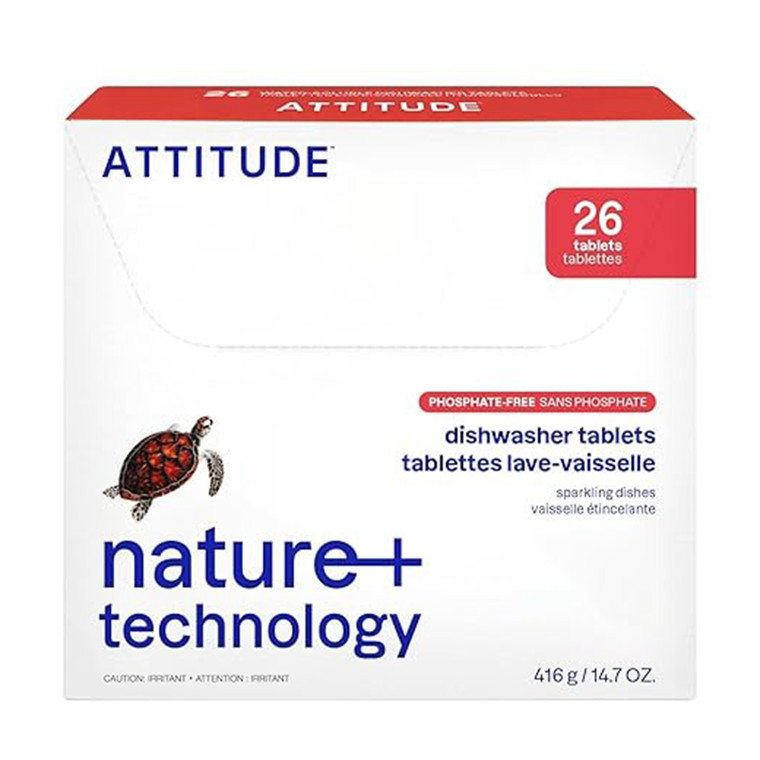 Attitude Automatic Dishwasher Detergent Eco-Friendly Cleaning Pouches 26 Loads 1Ea