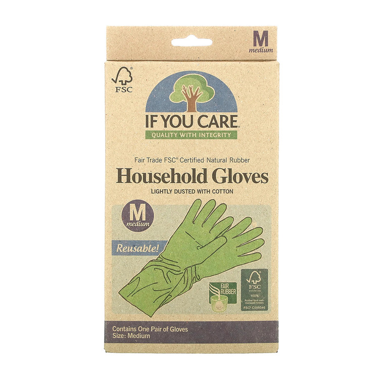 If You Care Household Gloves Latex Cotton Flock Lined, Medium - 1 Pair