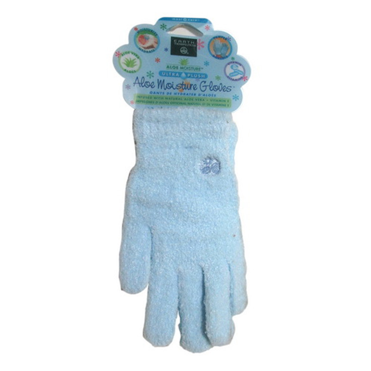 Earth Therapeutics Aloe Moisture Ultra Plush Moisturizing Gloves, Blue - 1 Pair