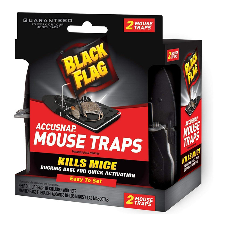 Black Flag AccuSnap Rat and Mouse Snap Traps Indoor Pest Control 2Ea