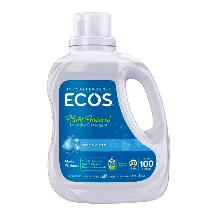 Earth Friendly Ecos Ultra Laundry Liquid Detergent, Free And Clear - 100 Oz, 100 Loads