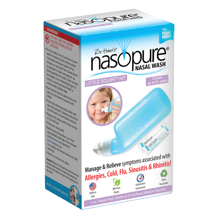Nasopure Little Squirt Nasal Wash System for Kids with Wash Bottle and 20 Buffered Salt Packets Kit 1Ea