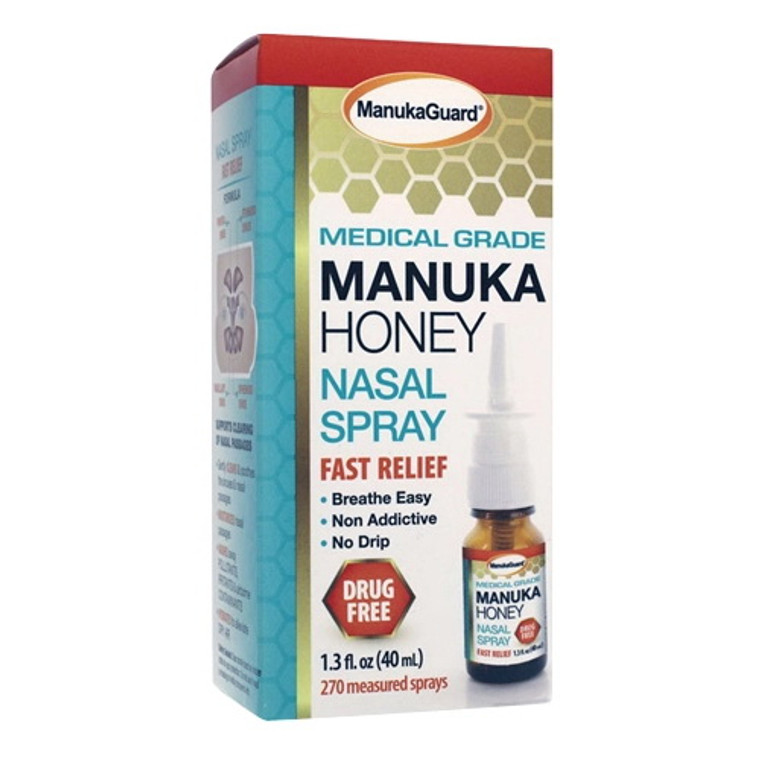 ManukaGuard Medical Grade Manuka Honey Nasal Spray Fast Relief, 1.3 Oz