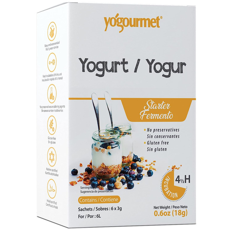 Yogourmet Freeze Dried Yogurt Starter Set Packets, 6 Ea
