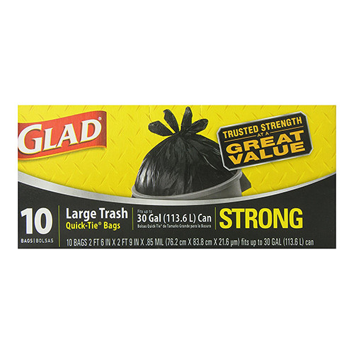 Glad Outdoor Trash Bag (30 Gal), 10 Bags