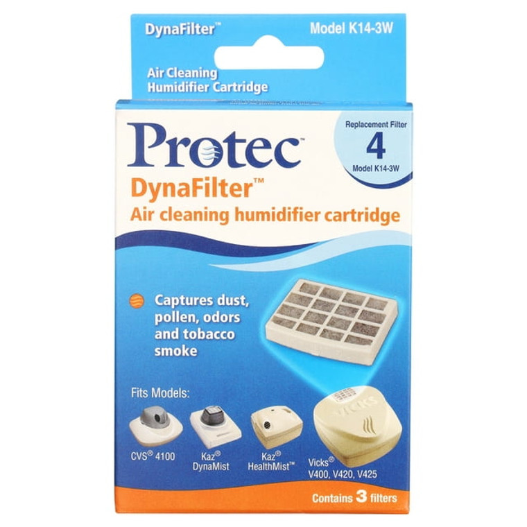 Protec Dynafilter Air Cleaning Humidifier Cartridge For Kaz And Vicks, 3 Pack - 1 Ea