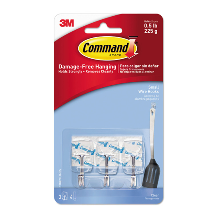 Command Clear Small Wire Hooks - 3 Ea, 6 Pack