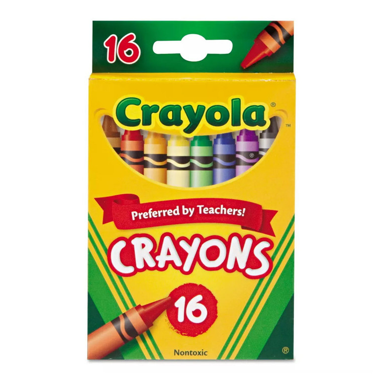 Crayola Nontoxic Crayons, 16 Ea