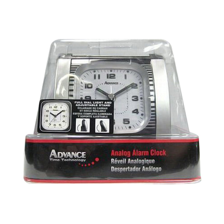 Geneva Advance Elgin 3640E Analog Bedside Alarm Clock, Silver Tone - 1 Ea