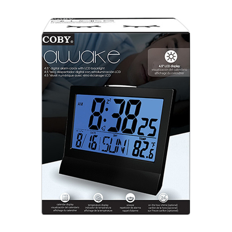 Coby Awake Led Alarm Clock, Black, 1 Ea