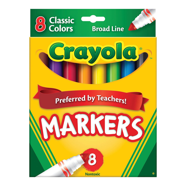 Crayola Broad Line Markers Classic Colors for Coloring and Crafting at Home or School 8Ea