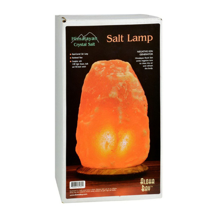 Himalayan Salt Crystal Lamp With Large 12 Inches Wood Base By Aloha Bay, 1 ea