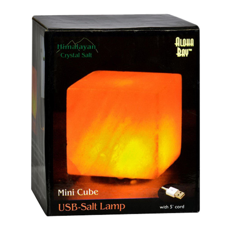 Aloha Bay Mini Cube Himalayan Crystal Salt USb Lamp, 3 Inches