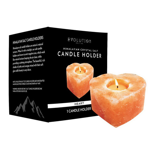 Evolution Salt Heart Tealight Himalayan Crystal Salt Candle Holder, 1 Ea