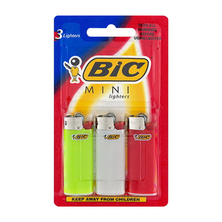 Bic Mini Disposable Pocket Lighter, Assorted Colors, 3 Ea