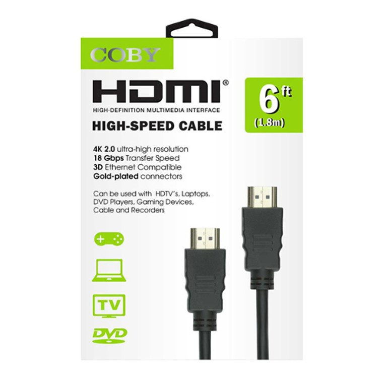 Coby High Speed 6 Feet HDMI Cable, 1 Ea