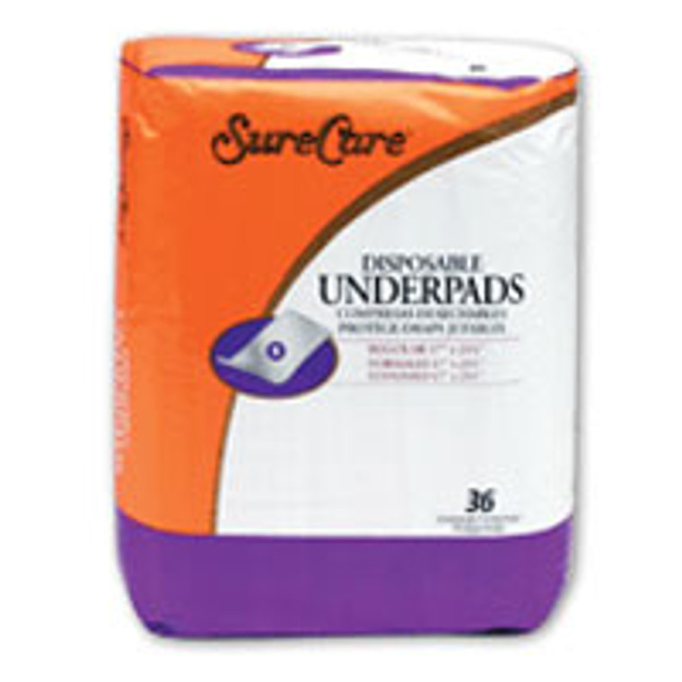 Surecare Underpads For Incontinence, Extra Large Of Size : 23 In X 36 In, 18 Ea/Bag, 3 Bags/Case