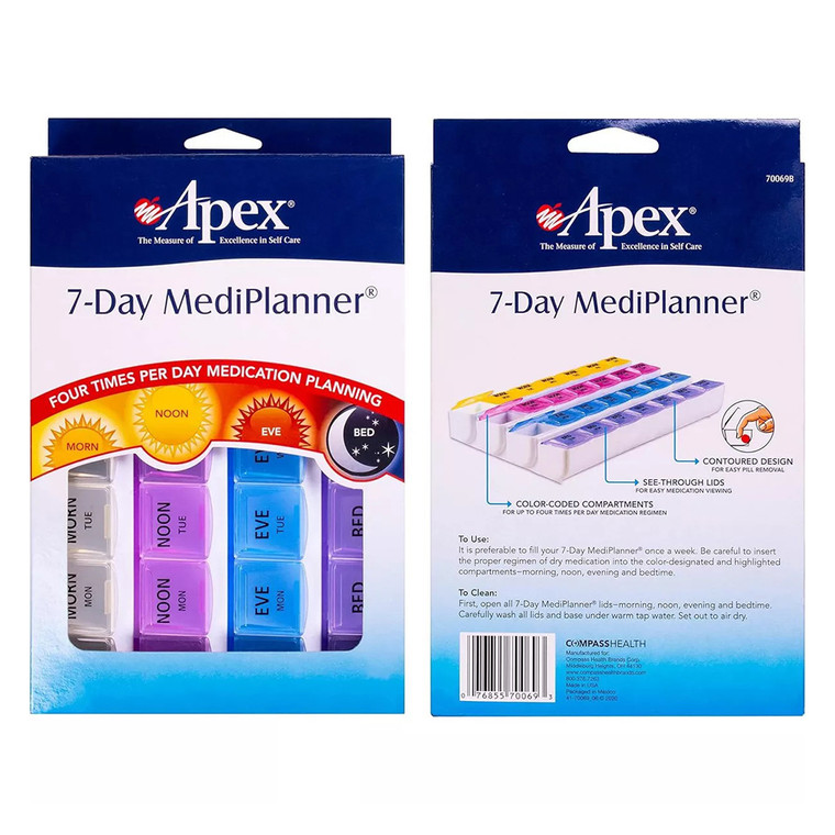 Apex 7 Day Medi Planner Pill and Tablet Organizer 1Ea