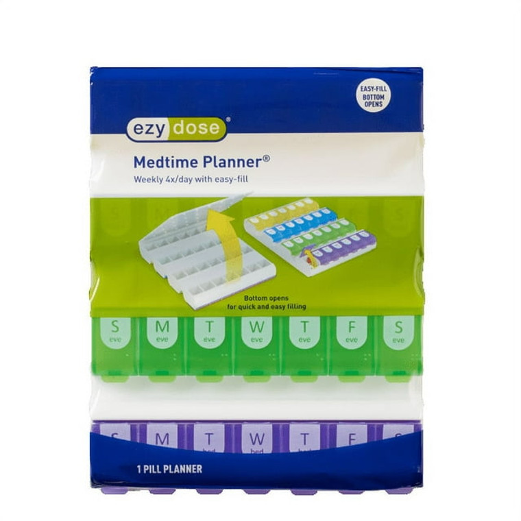 Ezy Dose Easy Fill Medtime Organizer 7-Day Multi-Dose Pill Reminder, 67706, 1 Ea