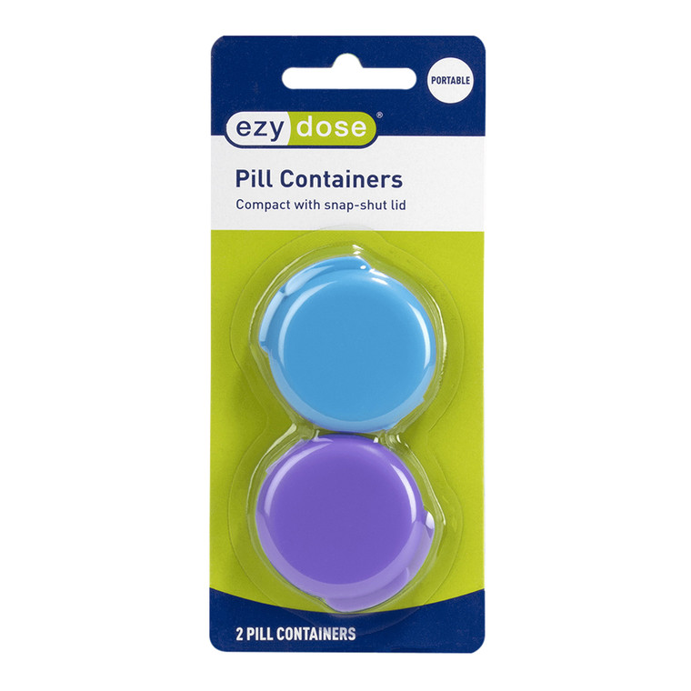 Ezy Dose Daily Round Portable Pill Containers, 67700, 2 Ea