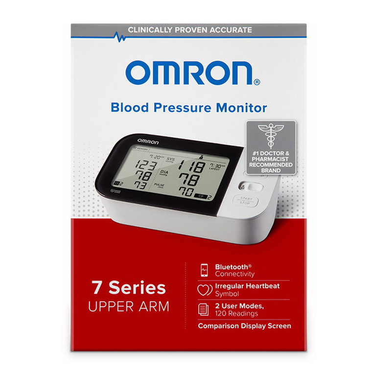 Omron 7 Series Wireless Upper Arm Blood Pressure Monitor, White and Black, 1 Ea