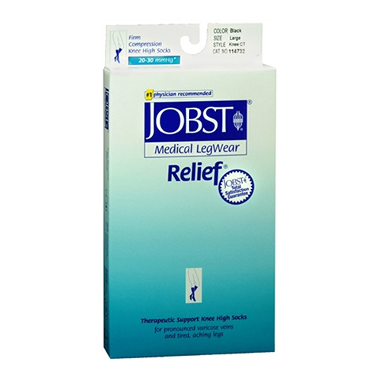 Jobst Medical Legwear Relief Knee High Closed Toe 20-30 Mm/Hg Compression, Black, Large - 1 Ea