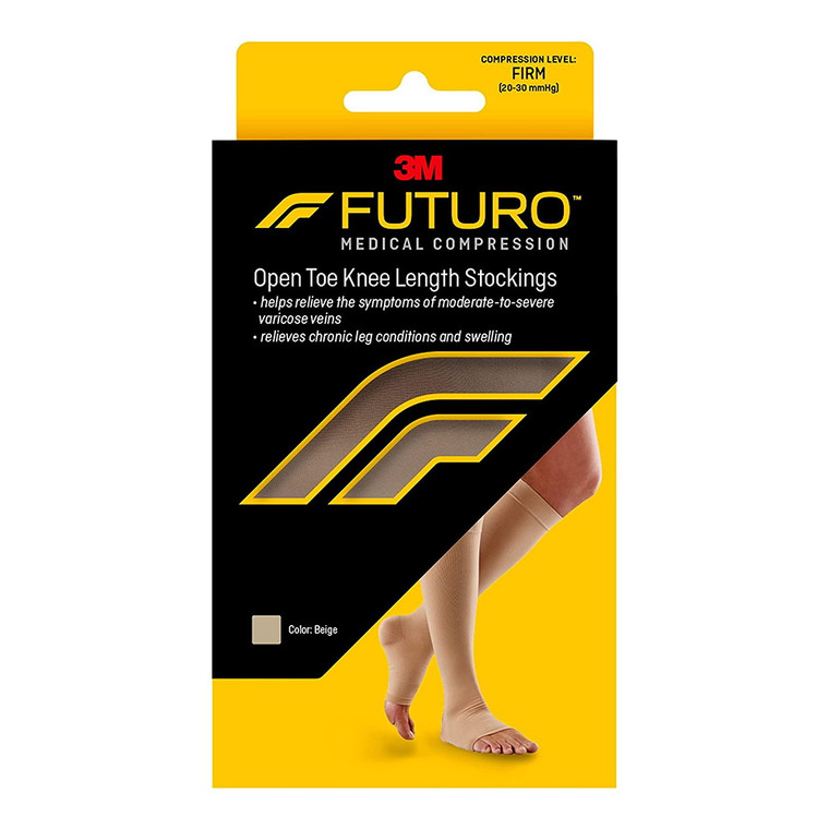 Futuro Therapeutic Support, Firm Compression Knee High, Open Toe, Beige, Small - 1 Ea