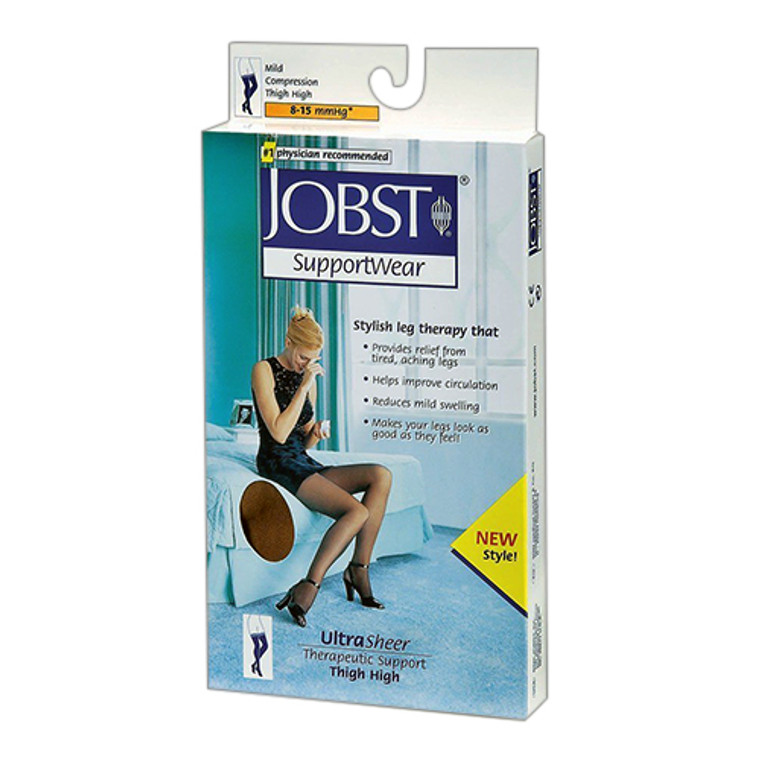 Jobst Ultra Sheer Thigh High Support Stockings, 8-15 Mmhg, Black, Size: Xtra Large