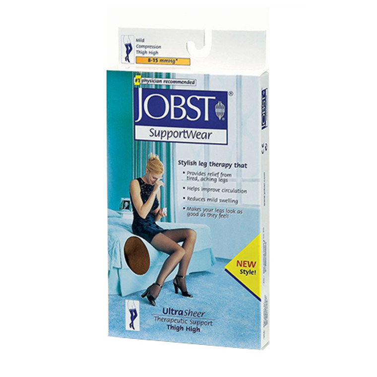 Jobst Ultrasheer Thigh Highs Stockings 8-15 Mmhg Compression Black, Size: Large - 1 Each