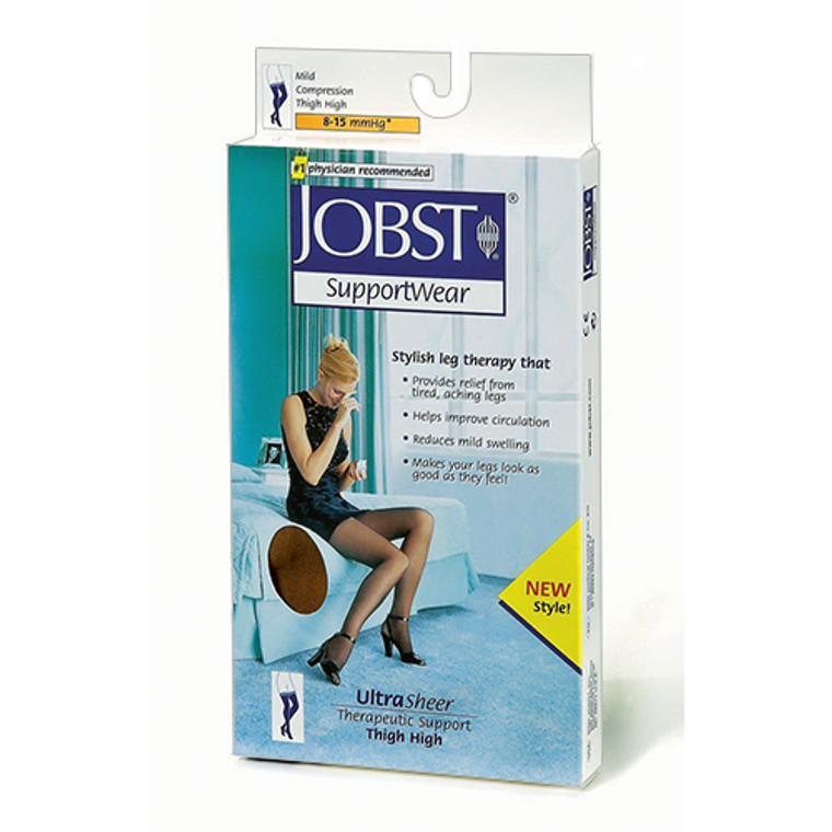 Jobst Ultrasheer Thigh Highs Stockings, 8-15 Mmhg Compression, Sun Bronze, Size: Large - 1 Each