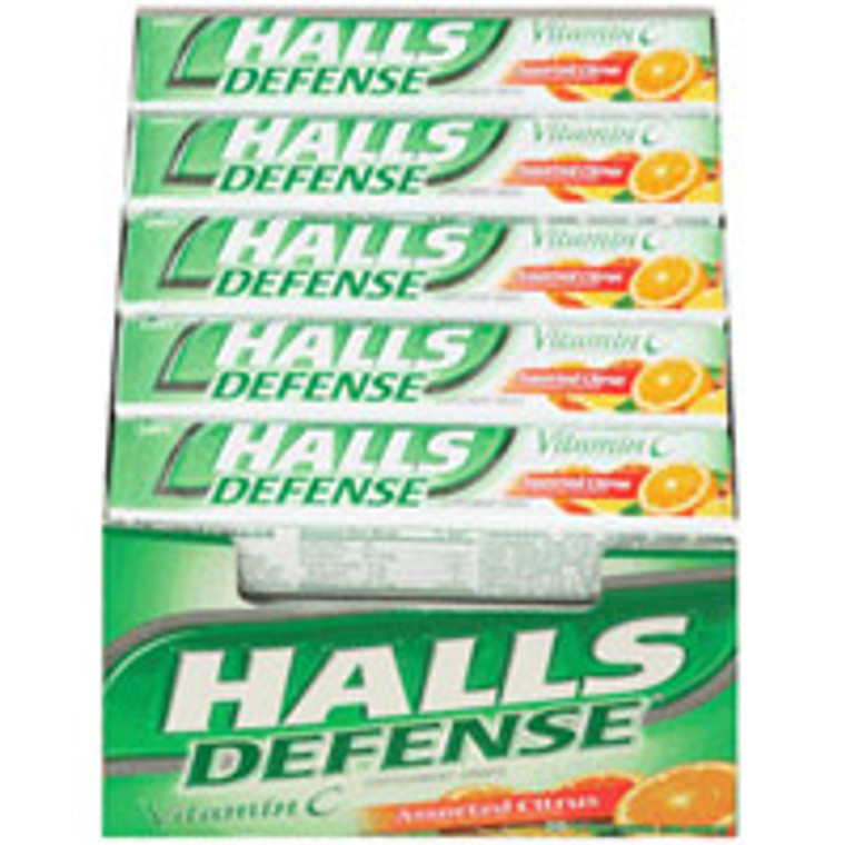 Halls Defense Vitamin C Supplement Drops Stick, Assorted Citrus - 9 Sticks/ Pack, 20 Pack