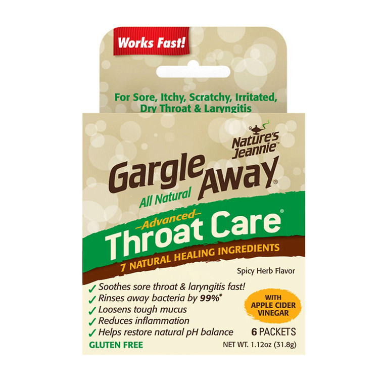 Gargle Away by Natures Jeannie All Natural Advanced Throat Care, Spicy Herb Flavor, 6 Packets