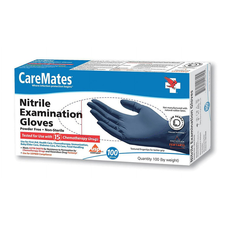 CareMates Nitrile Powder Free Examination Gloves X-Large for Hand Protection 100Ea