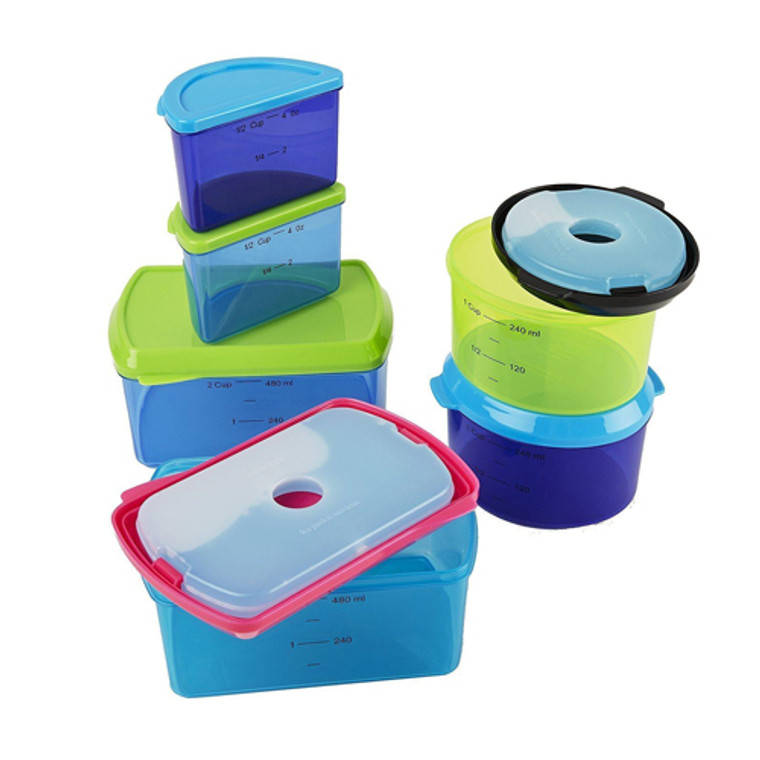 Fit and Fresh Kids Reusable 14 Piece Healthy Lunch Container Set with Ice Packs, 1 ea