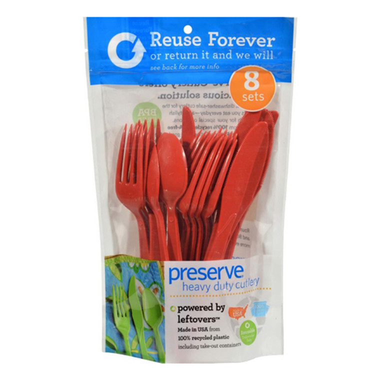Preserve Reusable Utensil Sets Pepper Red 8 Sets, 24 Ea