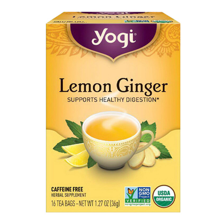 Yogi Lemon Ginger Herbal Supplement Tea Bags, 16 Ea